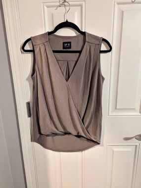 No. 11 Los Angeles Wrap Front Sleeveless Blouse  - Taupe - XS - Chic, Clubwear